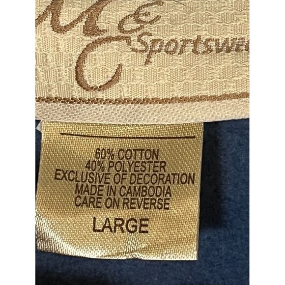 Vintage Cat Sweatshirt L Blue Embroidery Retro 80s Animal Lover Classic Preppy - Picture 9 of 10